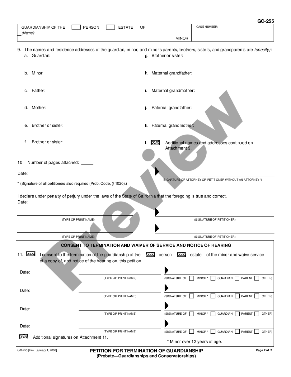 form Petition for Terminating or Termination of Guardianship preview