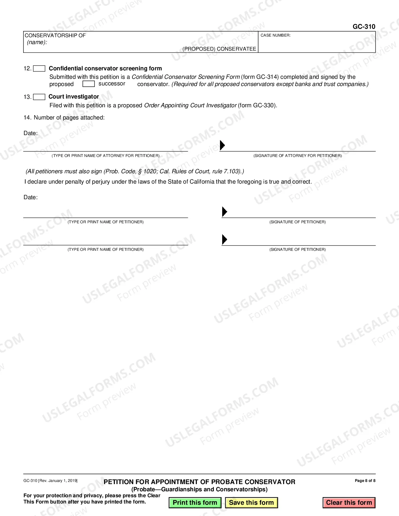 Preview Petition for Appointment of Probate Conservator