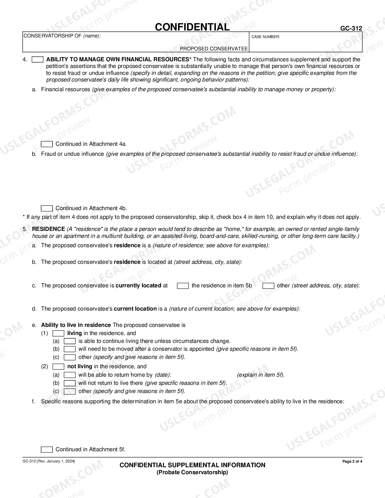 Preview Confidential Supplemental Information - Probate Conservatorship