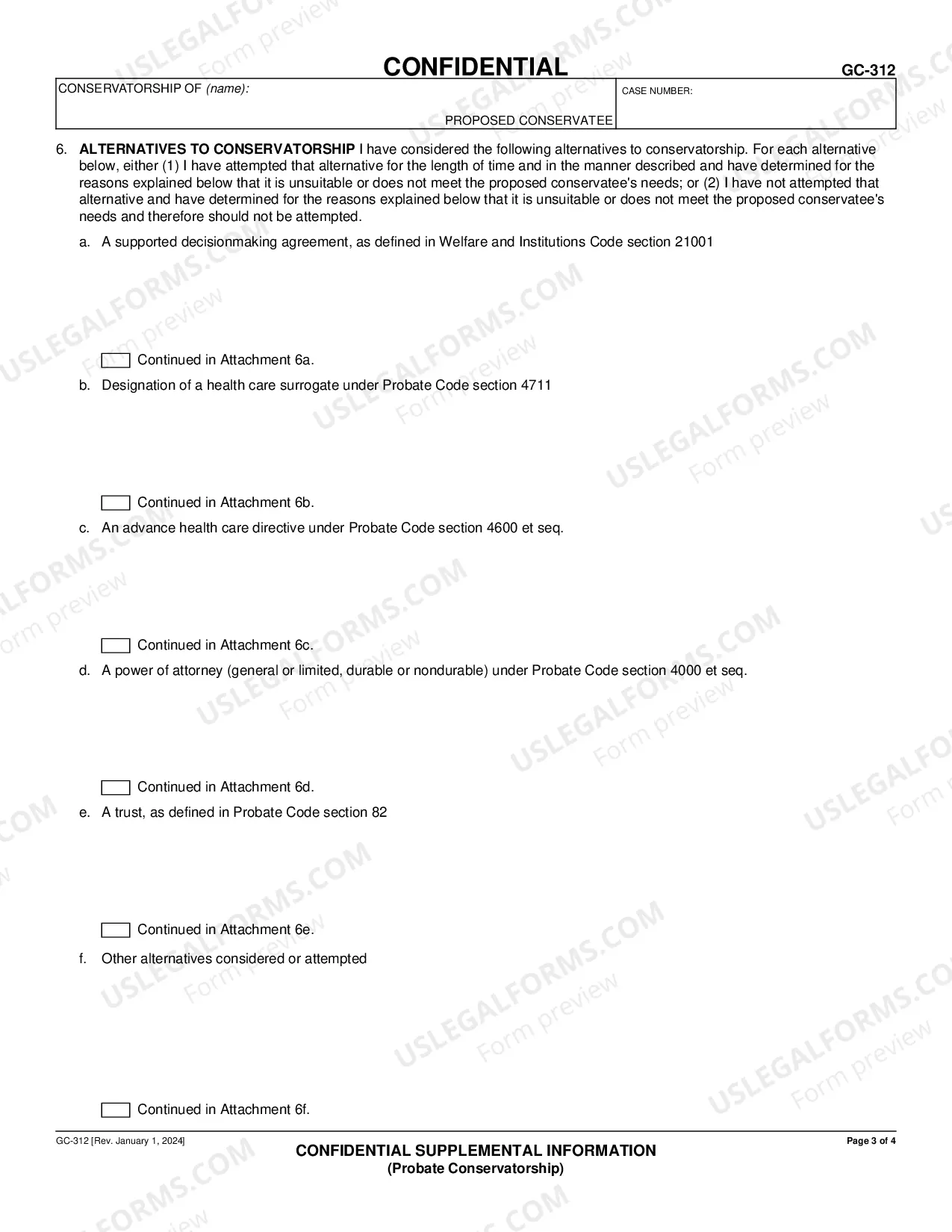 Preview Confidential Supplemental Information - Probate Conservatorship