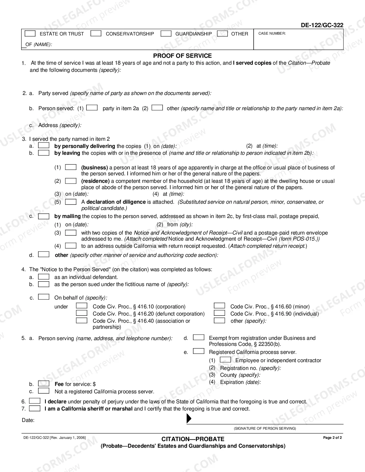 Preview Citation (Probate) and Proof of Service
