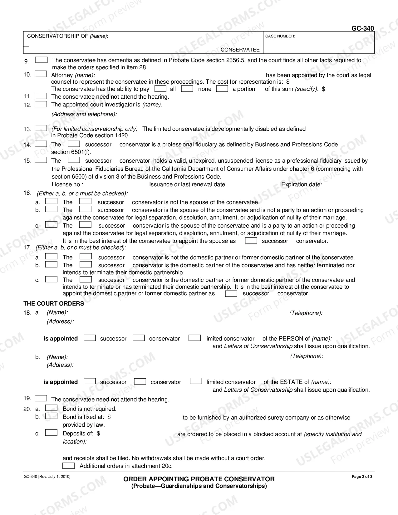Preview Order Appointing Probate Conservator