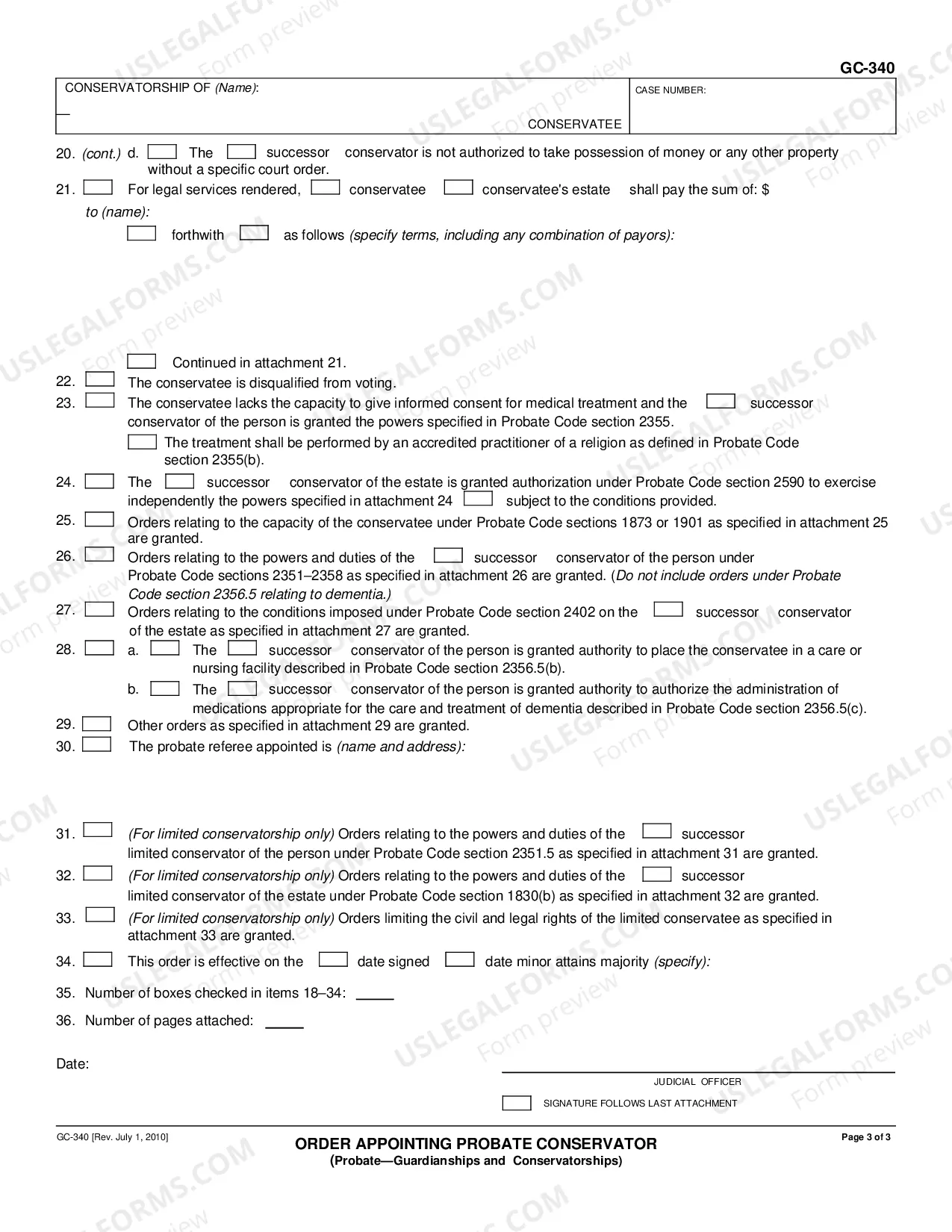Preview Order Appointing Probate Conservator