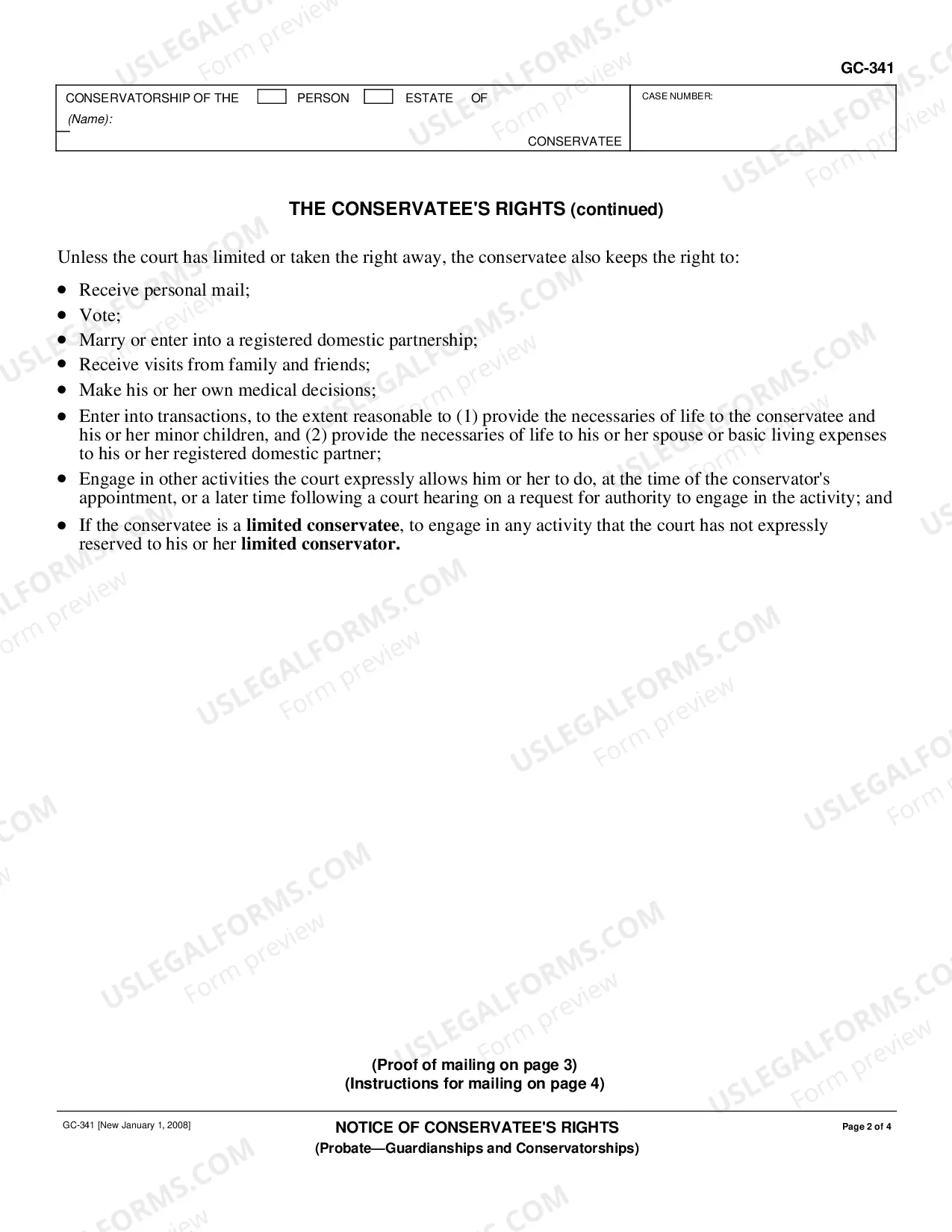 Preview Notice of Conservatee's Rights