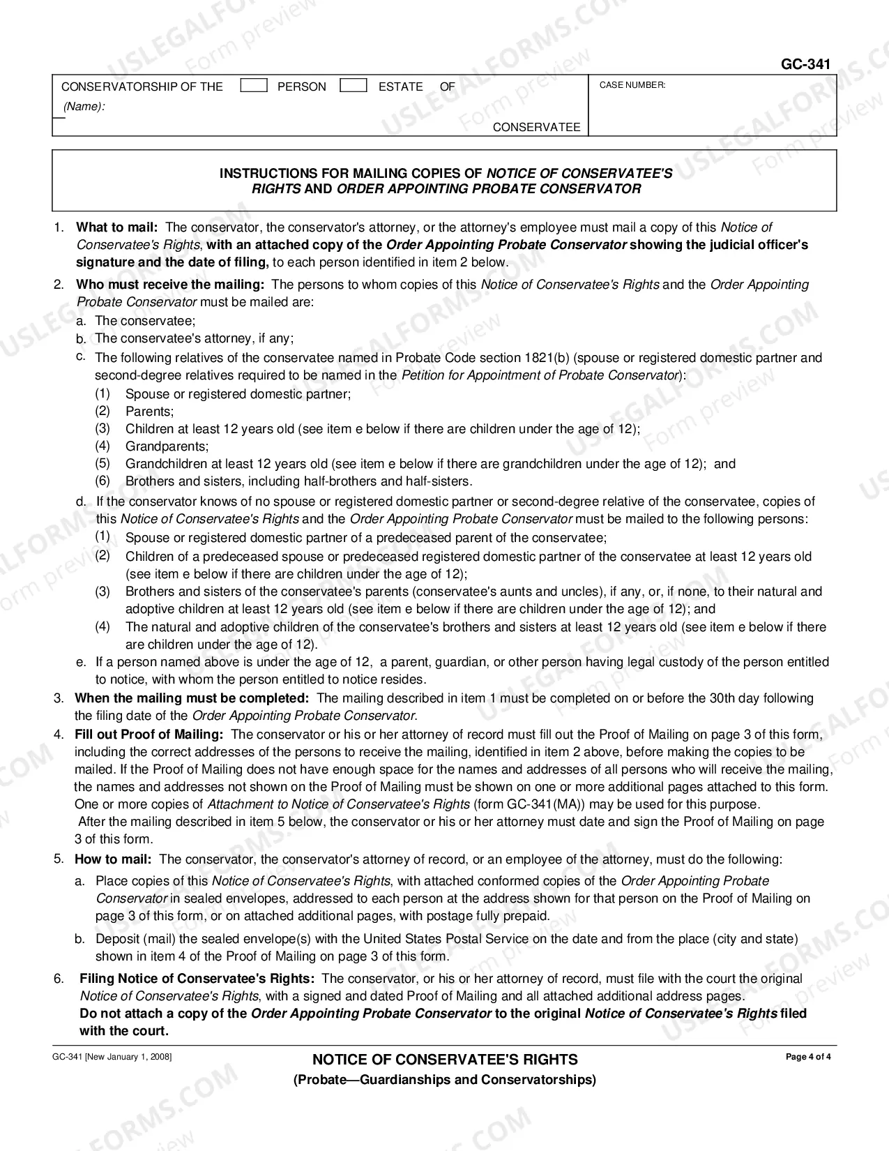 Preview Notice of Conservatee's Rights