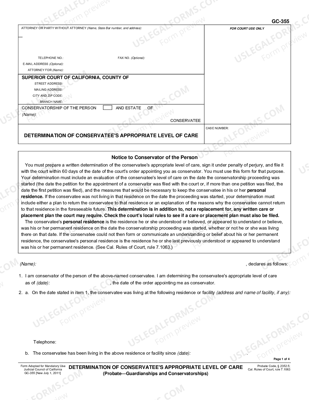 Chico California Determination of Conservatee's Appropriate Level of