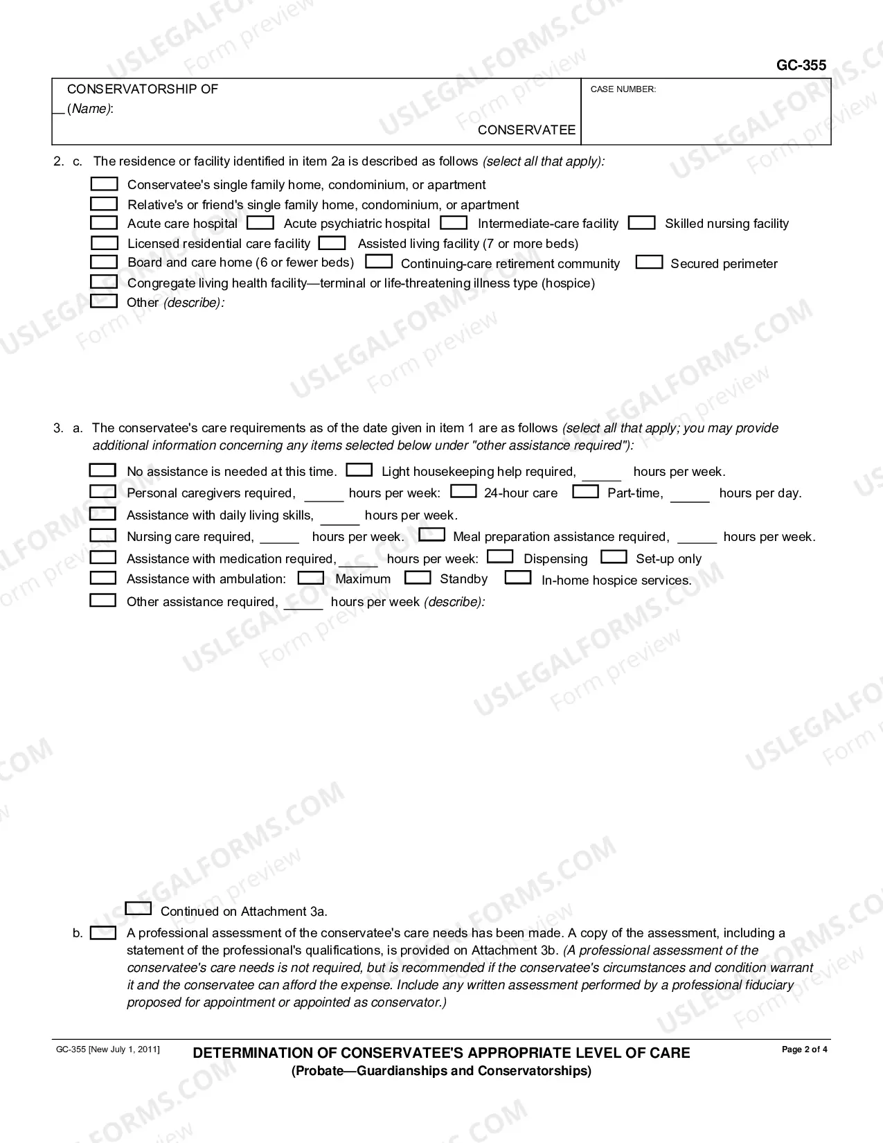 Preview Confidential Conservatorship Care Plan - Part 1