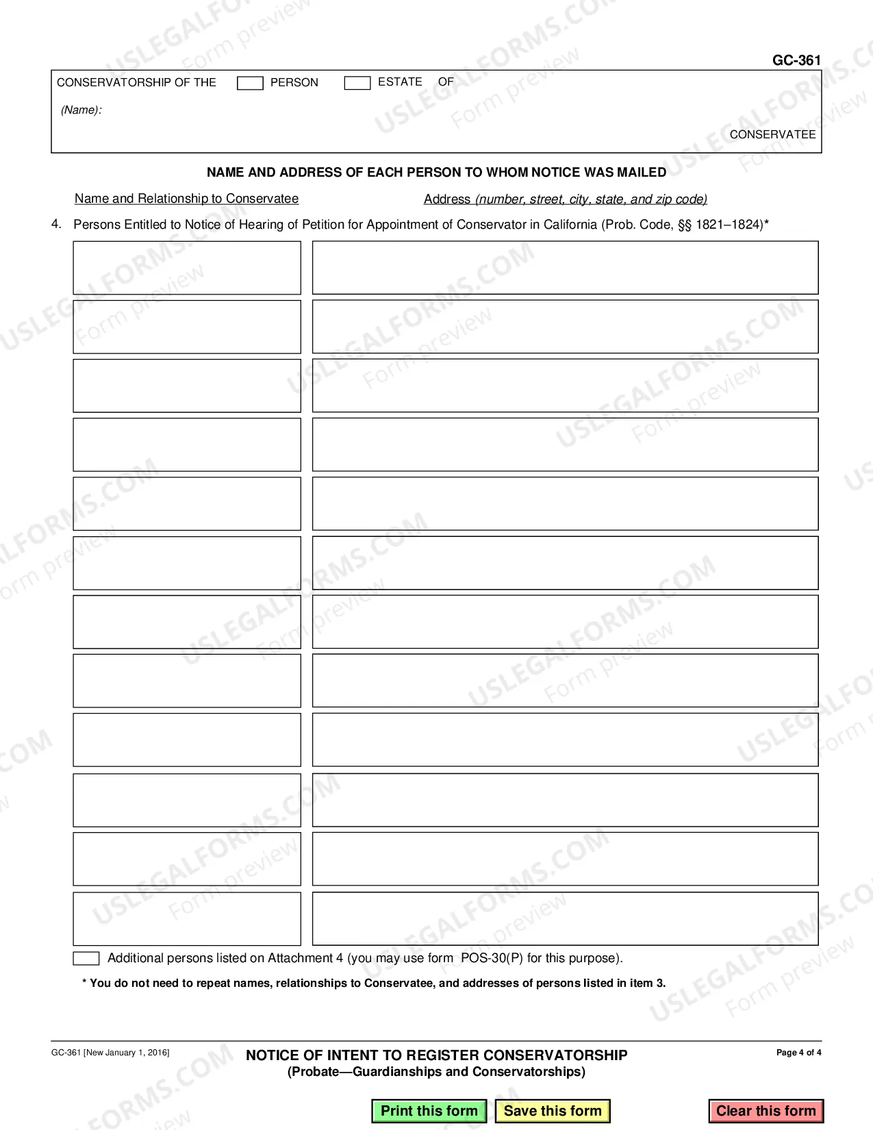 Preview Notice of Intent to Register Conservatorship
