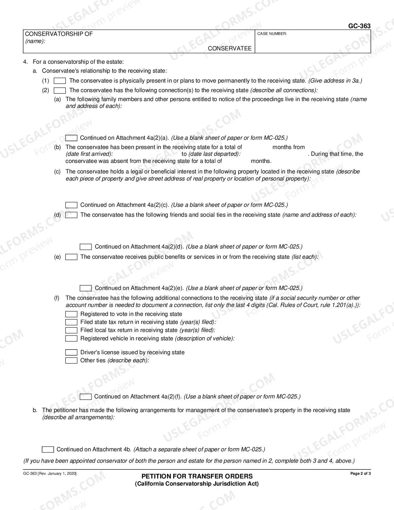Preview Petition for Transfer Orders - California Conservatorship Jurisdication Act
