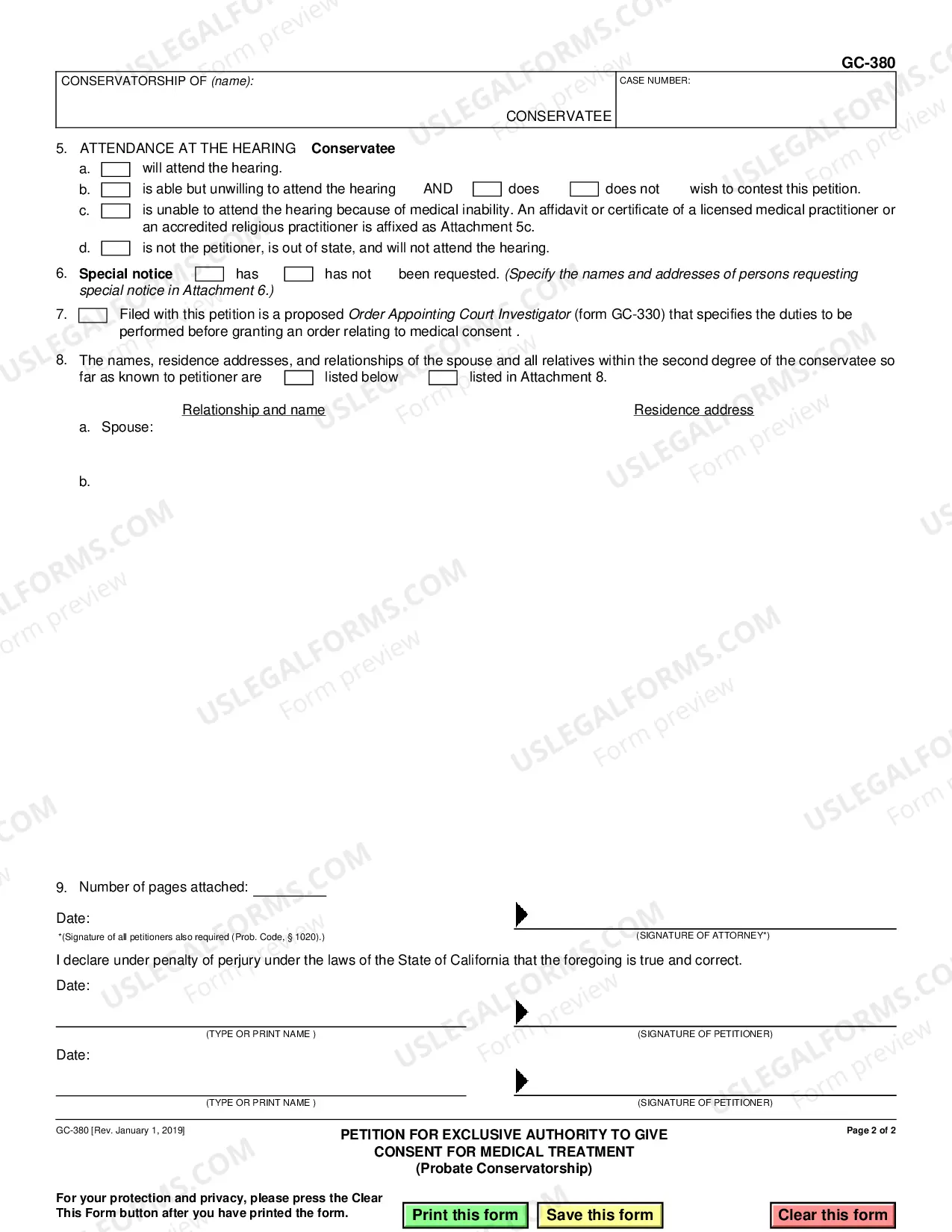 Preview Petition for Exclusive Authority to Give Consent for Medical Treatment