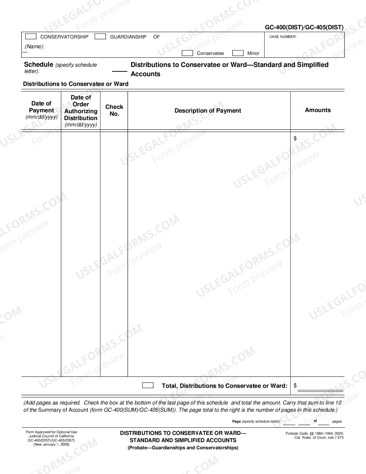 California Distributions to Conservatee or WardStandard and Simplified