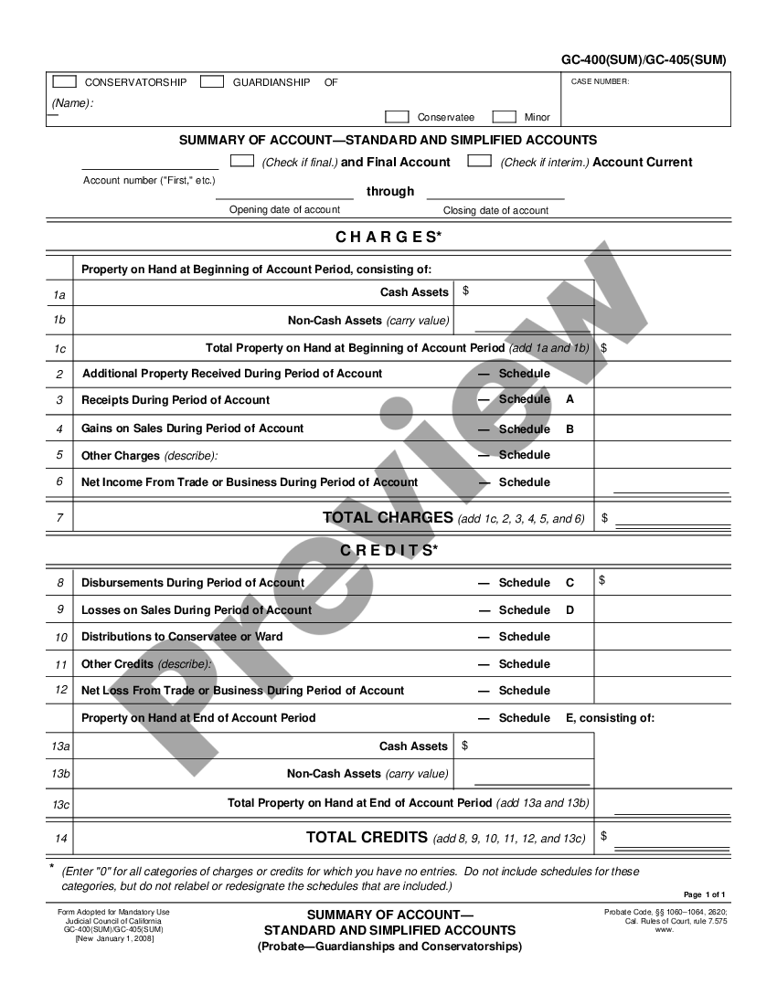 California Summary of Account Standard and Simplified Accounts US