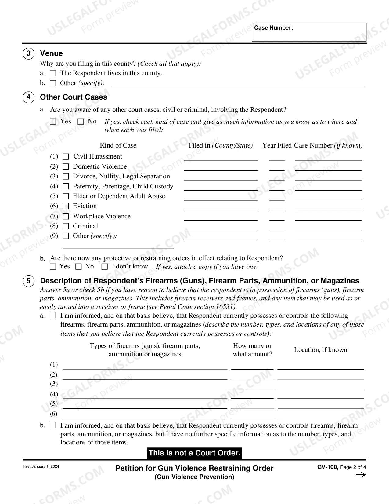 Preview Petition for Gun Violence Restraining Order