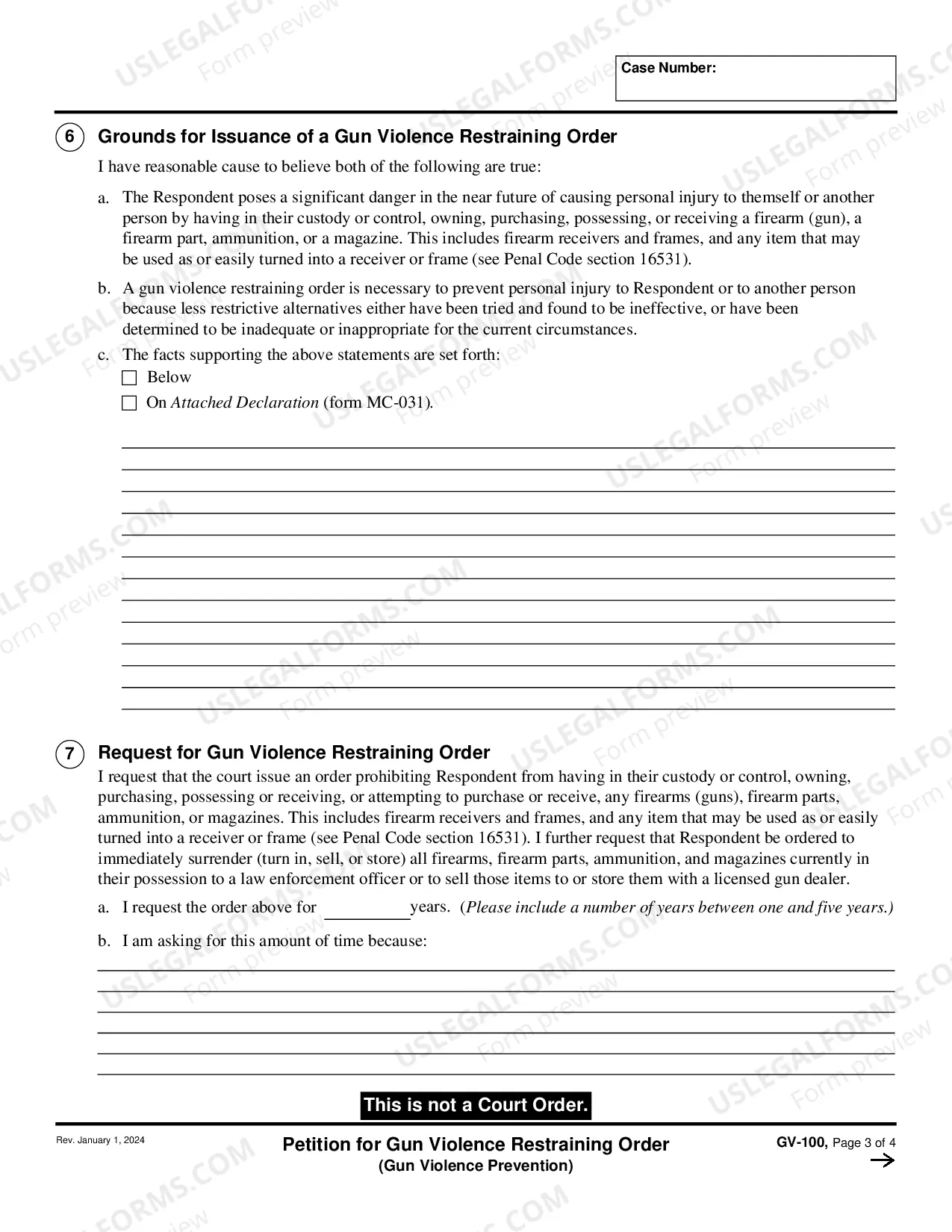 Preview Petition for Gun Violence Restraining Order