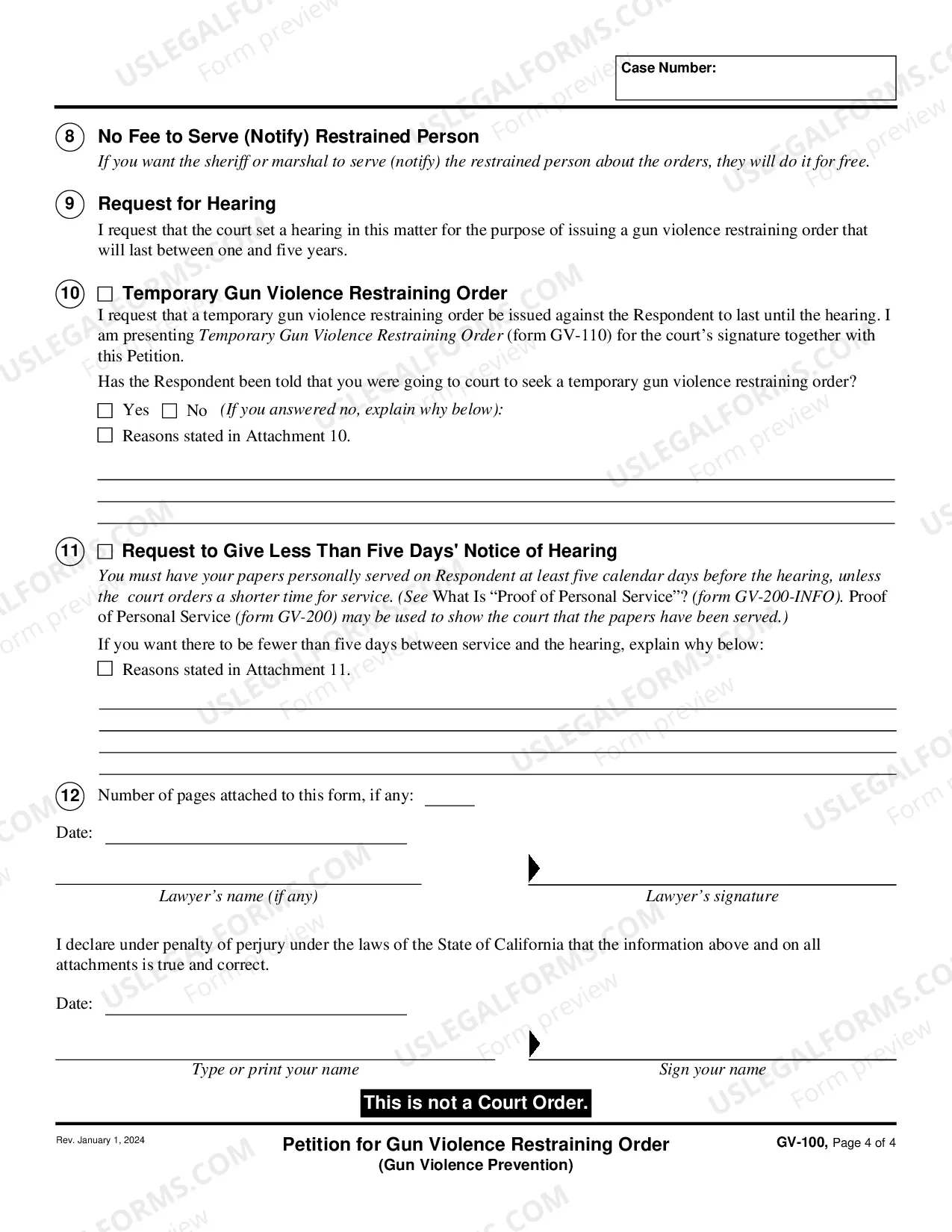Preview Petition for Gun Violence Restraining Order