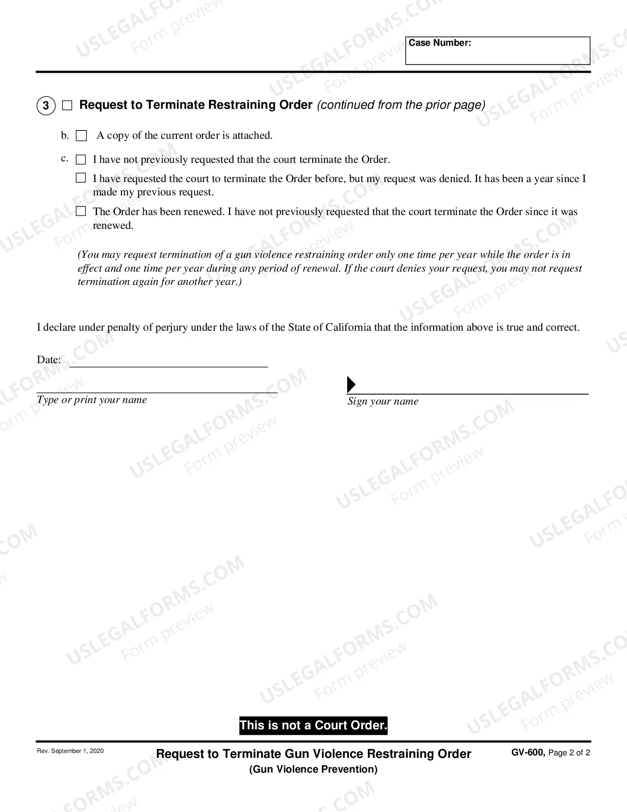 Preview Request to Terminate Gun Violence Restraining Order
