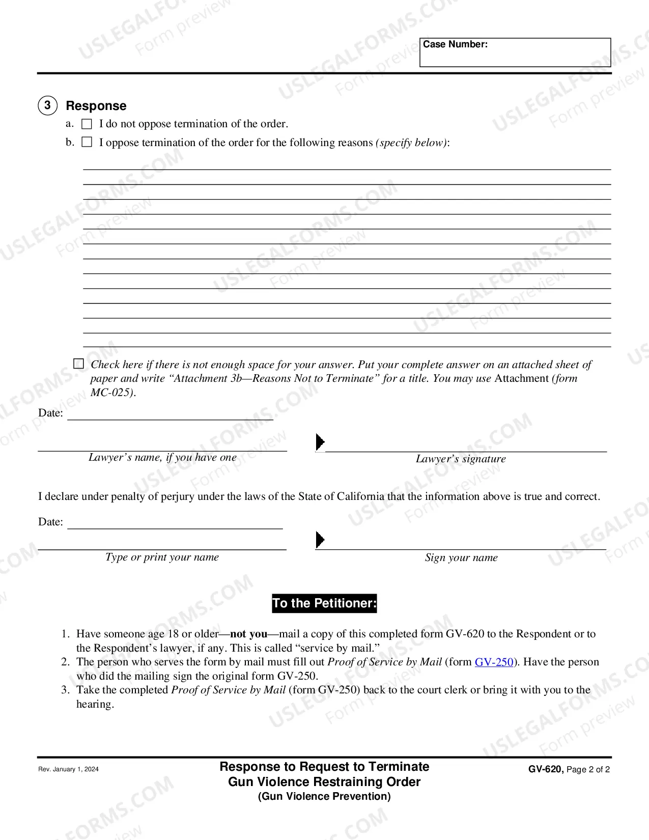 Preview Response to Request to Terminate Gun Violence Restraining Order