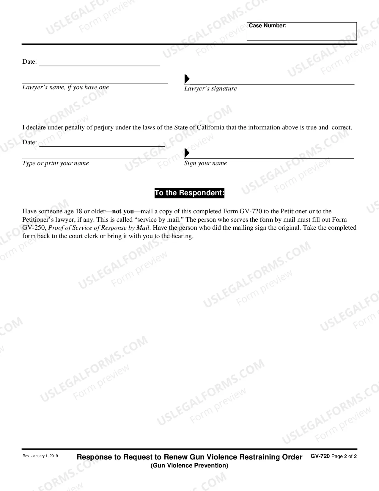 Preview Response to Request to Renew Gun Violence Restraining Order