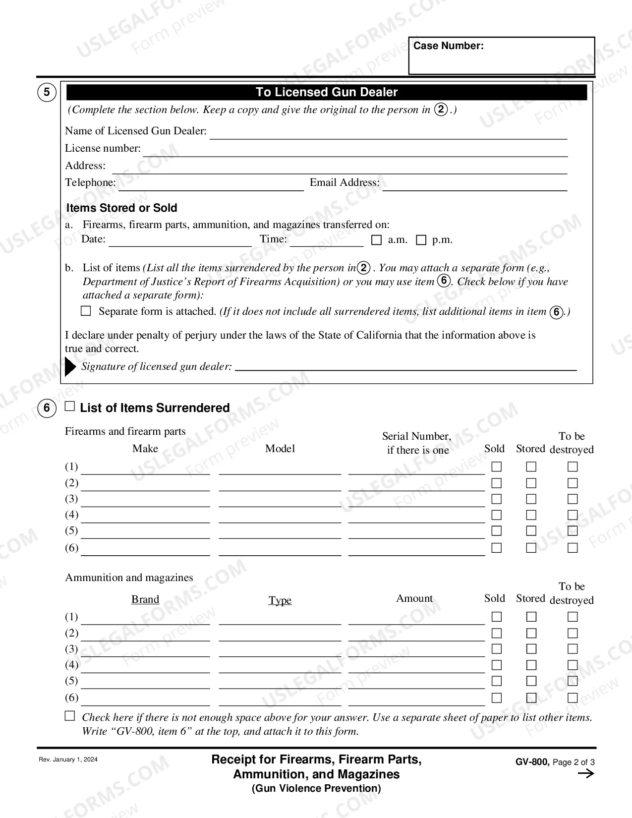 Preview Proof of Firearms, Ammunition, and Magazines Turned In, Sold, or Stored - Gun Violence