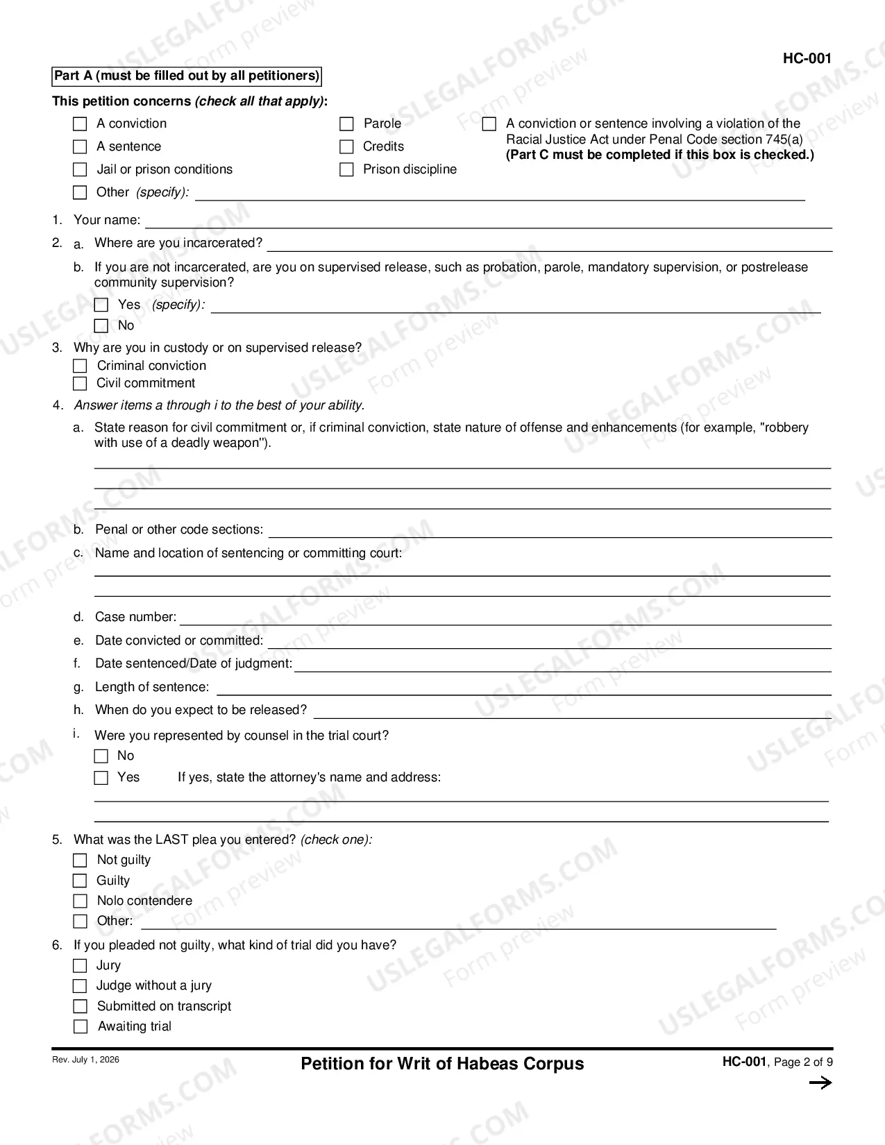 Preview Petition for Writ of Habeas Corpus