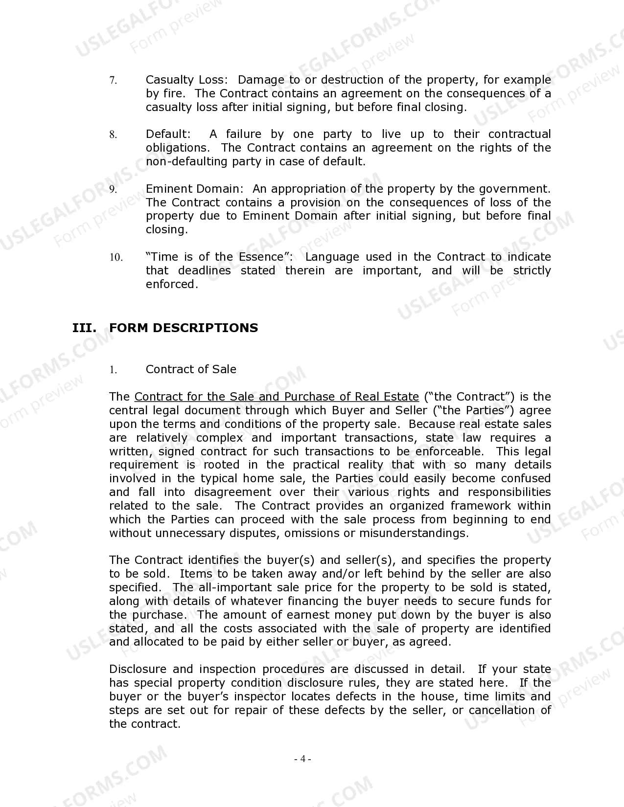 Preview California Real Estate Home Sales Package with Contract of Sale, Disclosure Statements and more for Residential House