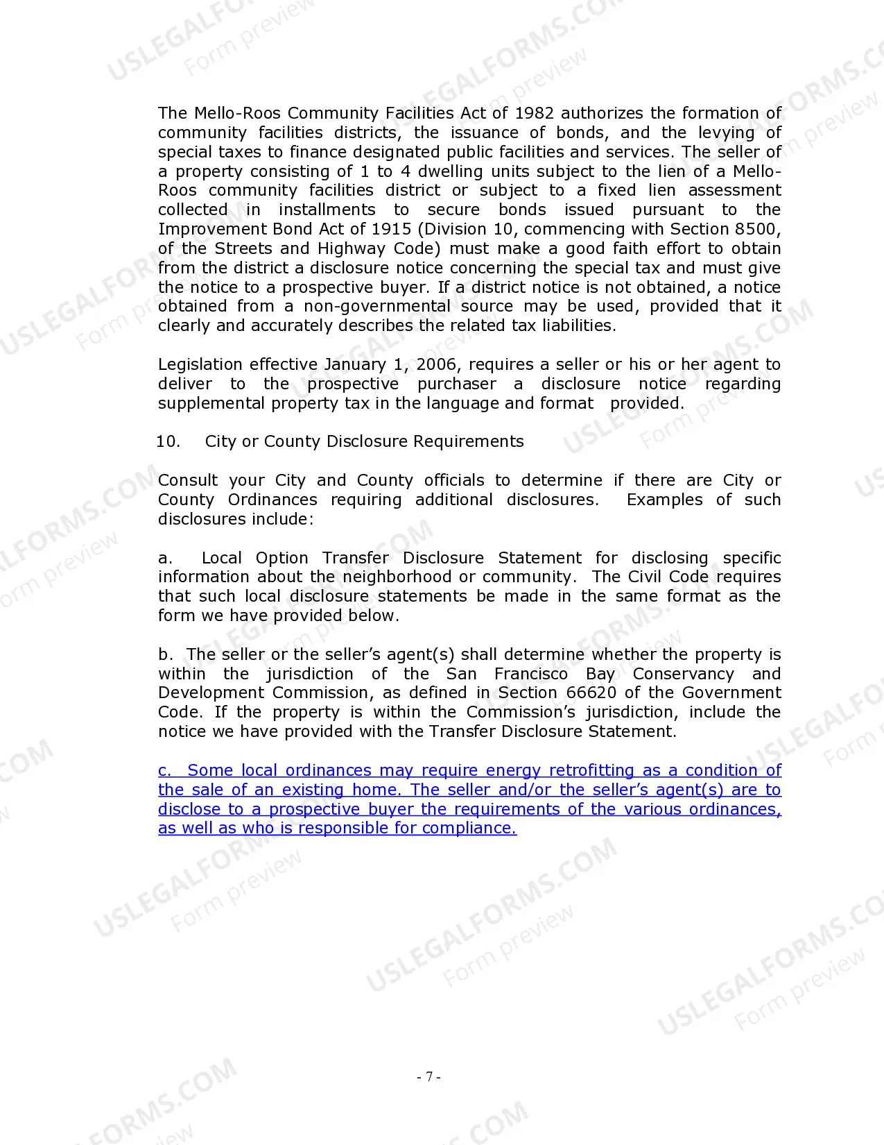 Preview California Real Estate Home Sales Package with Contract of Sale, Disclosure Statements and more for Residential House