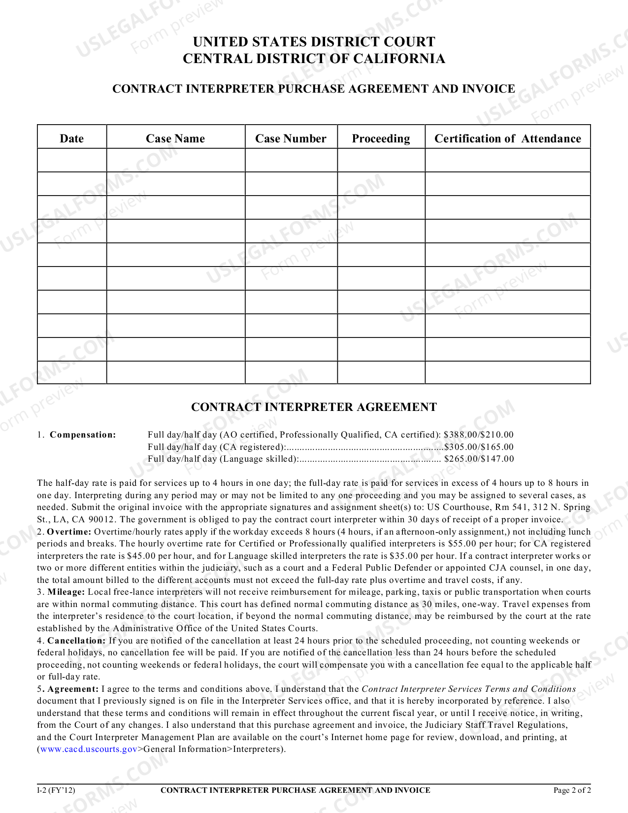 Inglewood California Contract Interpreter Purchase Agreement and