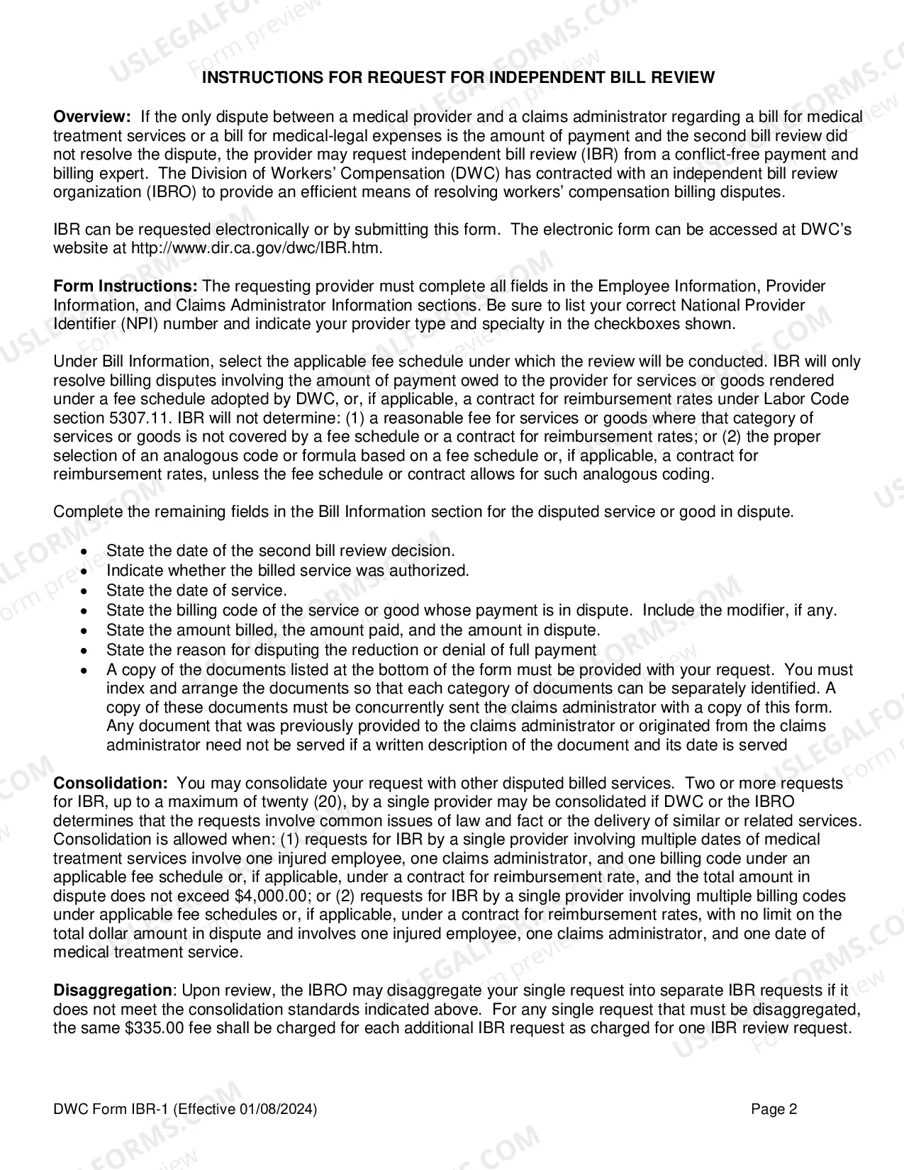 Preview Request For Independent Bill Review