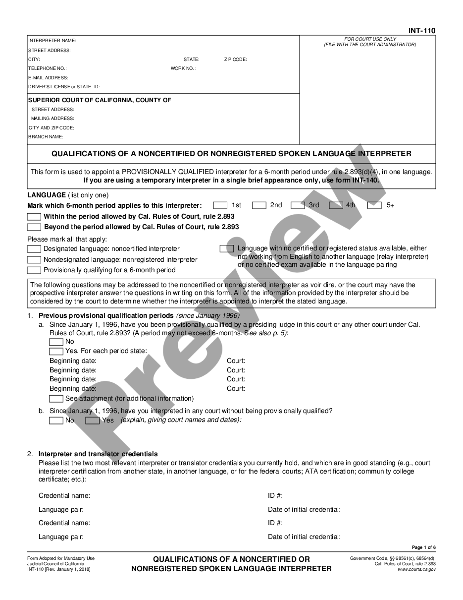 page 0 Qualifications of a Noncertified Interpreter preview