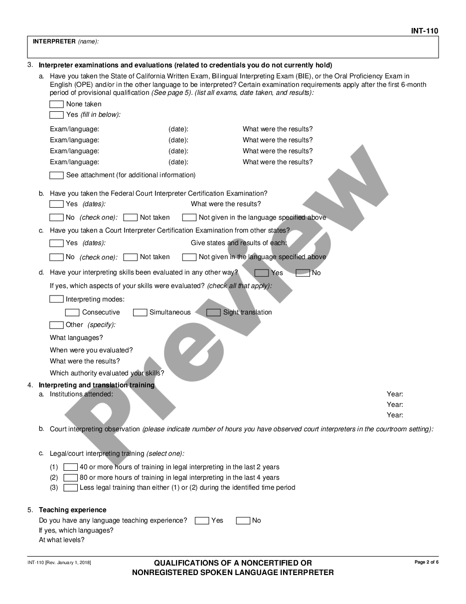 page 1 Qualifications of a Noncertified Interpreter preview