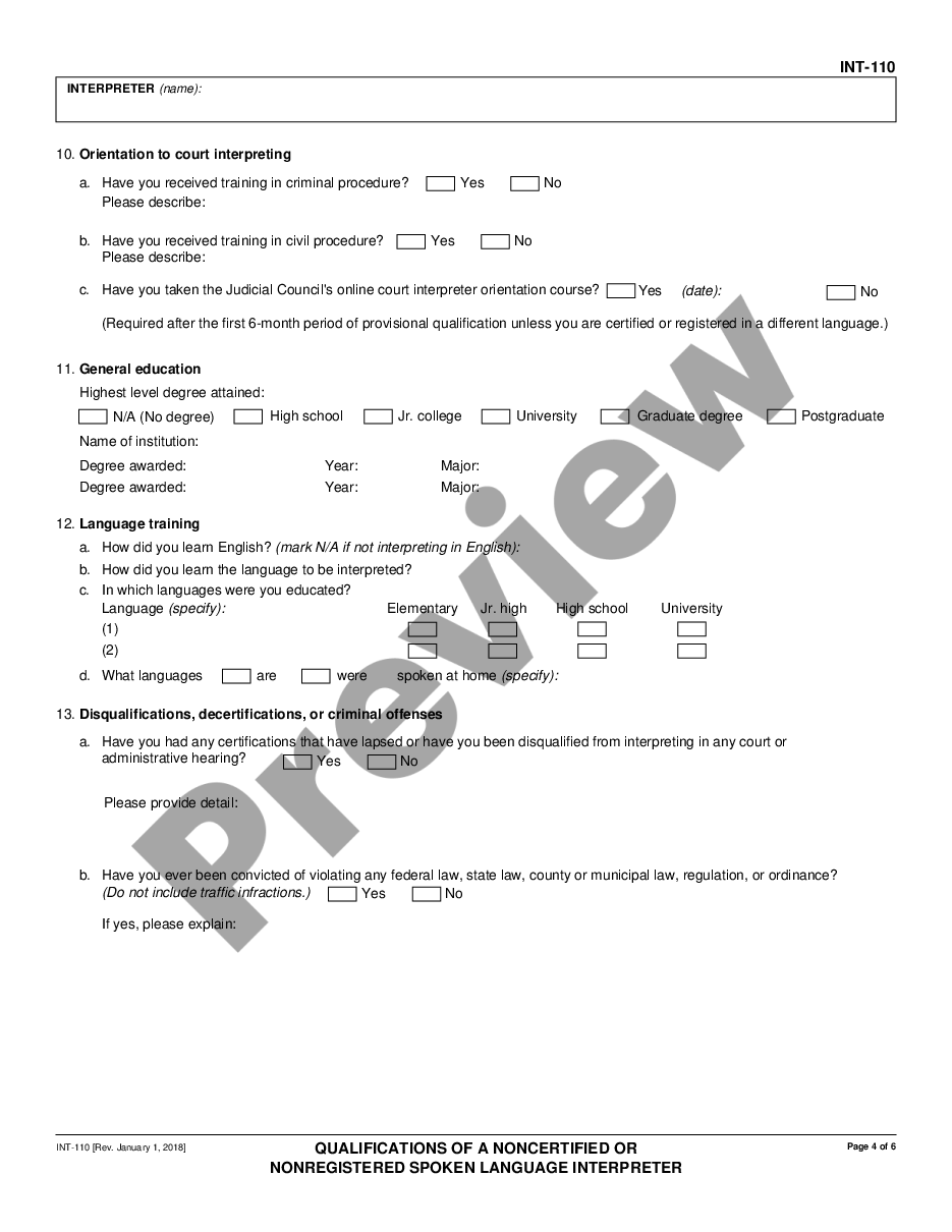 page 3 Qualifications of a Noncertified Interpreter preview