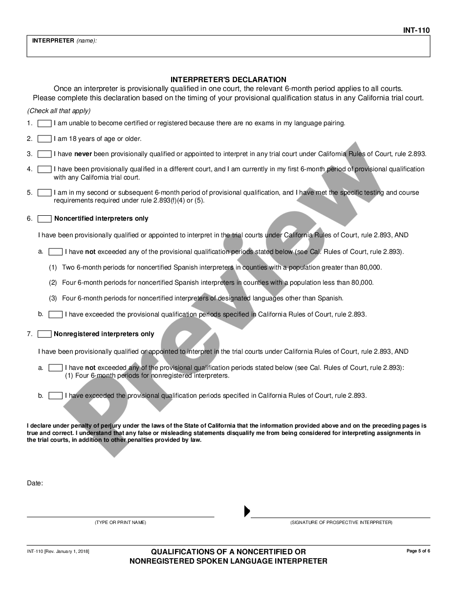page 4 Qualifications of a Noncertified Interpreter preview