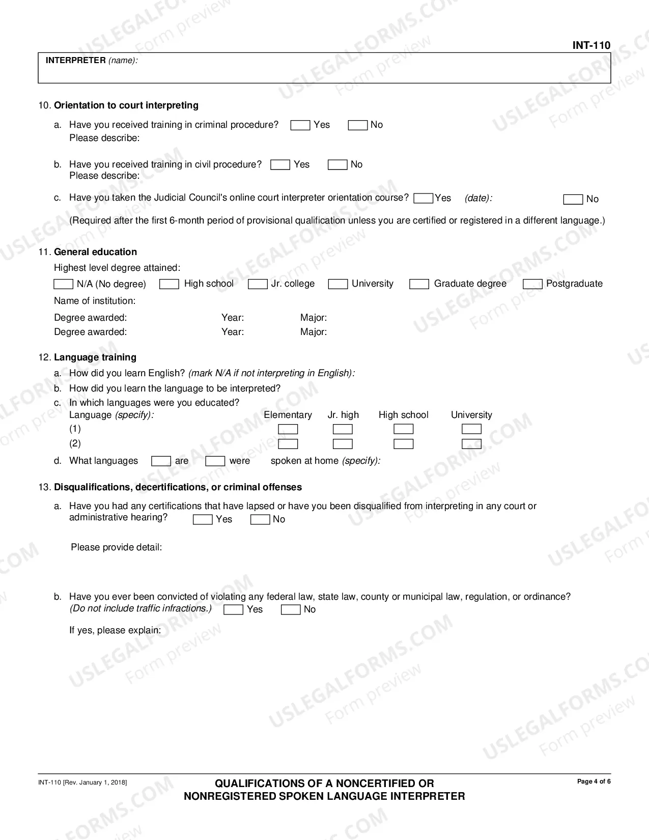 Preview Qualifications of a Noncertified Interpreter