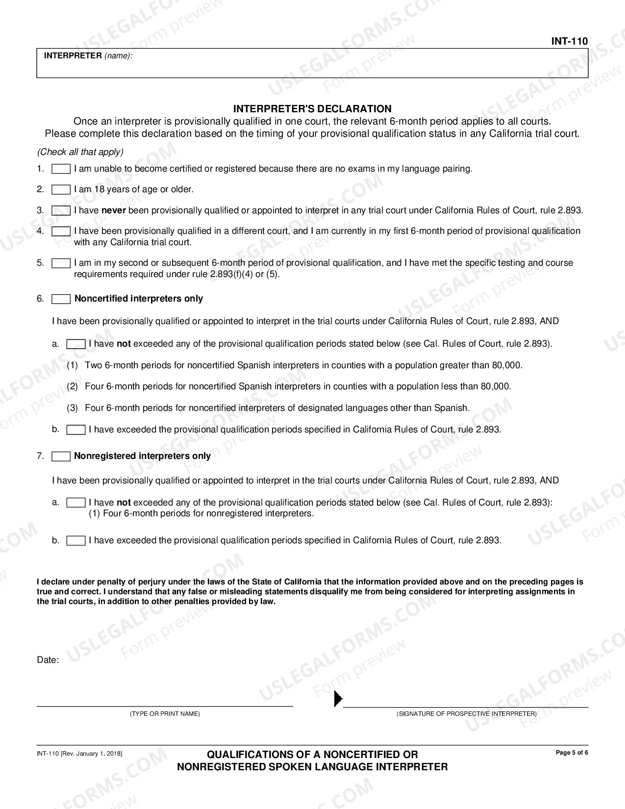 Preview Qualifications of a Noncertified Interpreter