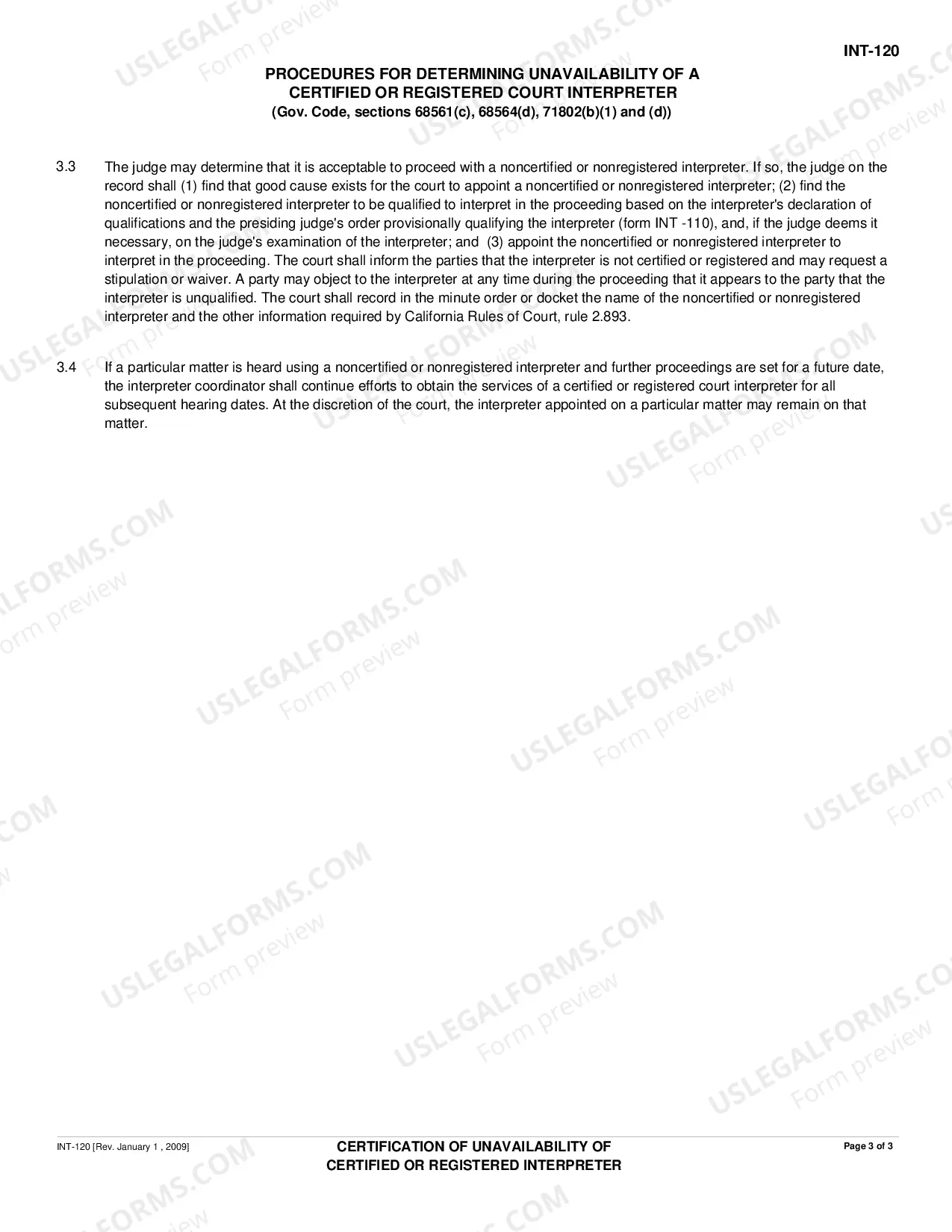 Preview Certification of Unavailability of Certified Interpreters