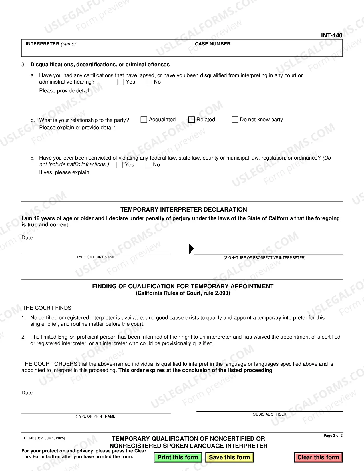 Preview Temporary Use of a Noncertified or Nonregistered Spoken Language Interpreter