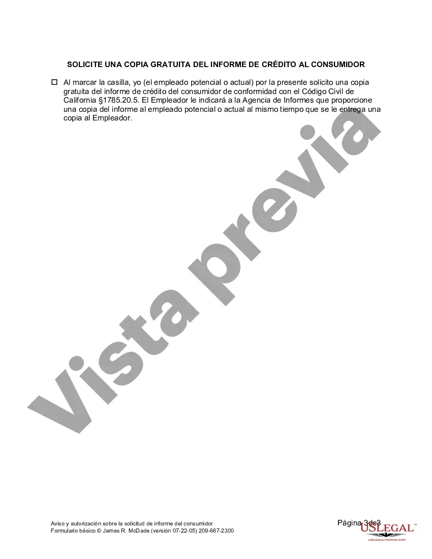 Preview Aviso y autorización sobre el informe del consumidor