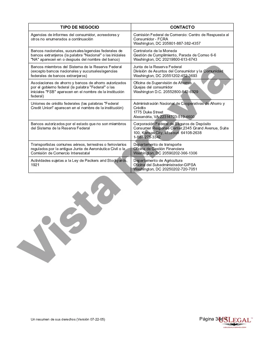 Preview Resumen de los derechos de la Ley de informes crediticios justos