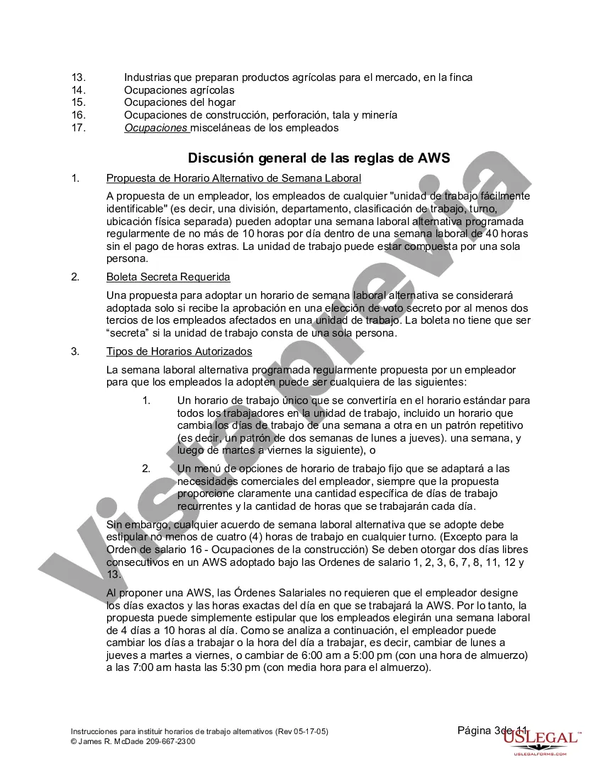 Get Instrucciones para instituir un horario de semana laboral alternativa Preview Instrucciones para instituir un horario de semana laboral alternativa