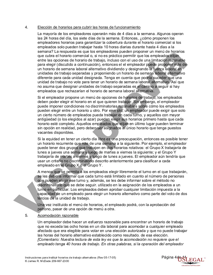 Get Instrucciones para instituir un horario de semana laboral alternativa Preview Instrucciones para instituir un horario de semana laboral alternativa