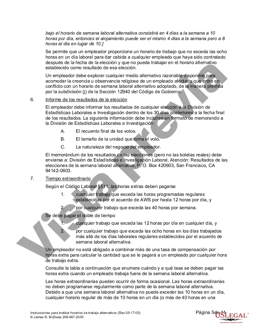 Get Instrucciones para instituir un horario de semana laboral alternativa Preview Instrucciones para instituir un horario de semana laboral alternativa