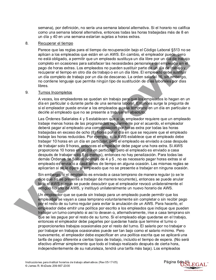 Get Instrucciones para instituir un horario de semana laboral alternativa Preview Instrucciones para instituir un horario de semana laboral alternativa