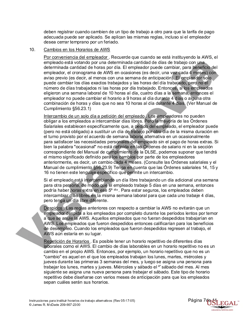 Get Instrucciones para instituir un horario de semana laboral alternativa Preview Instrucciones para instituir un horario de semana laboral alternativa