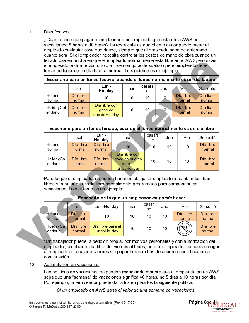 Get Instrucciones para instituir un horario de semana laboral alternativa Preview Instrucciones para instituir un horario de semana laboral alternativa