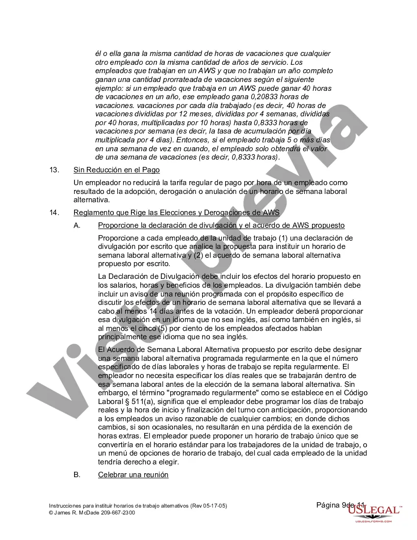 Get Instrucciones para instituir un horario de semana laboral alternativa Preview Instrucciones para instituir un horario de semana laboral alternativa