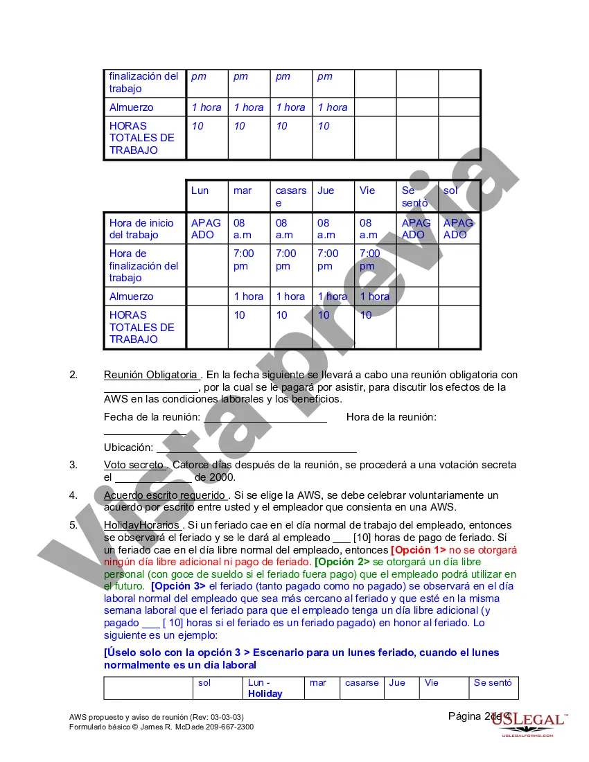 Preview AWS propuesto y aviso de reunión