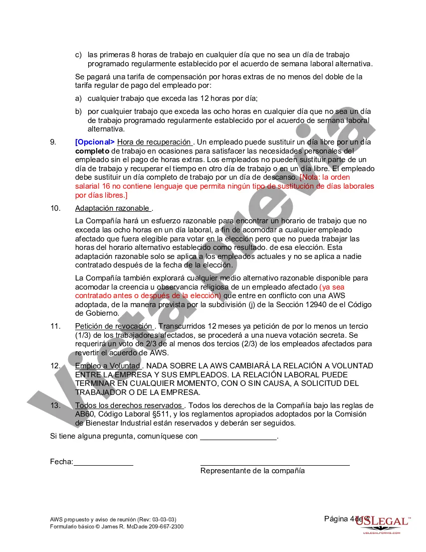 Preview AWS propuesto y aviso de reunión