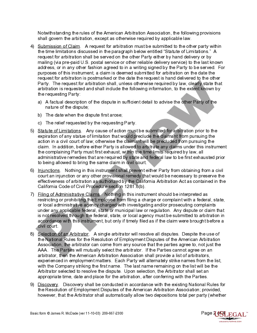Preview Arbitration Agreement and Policy