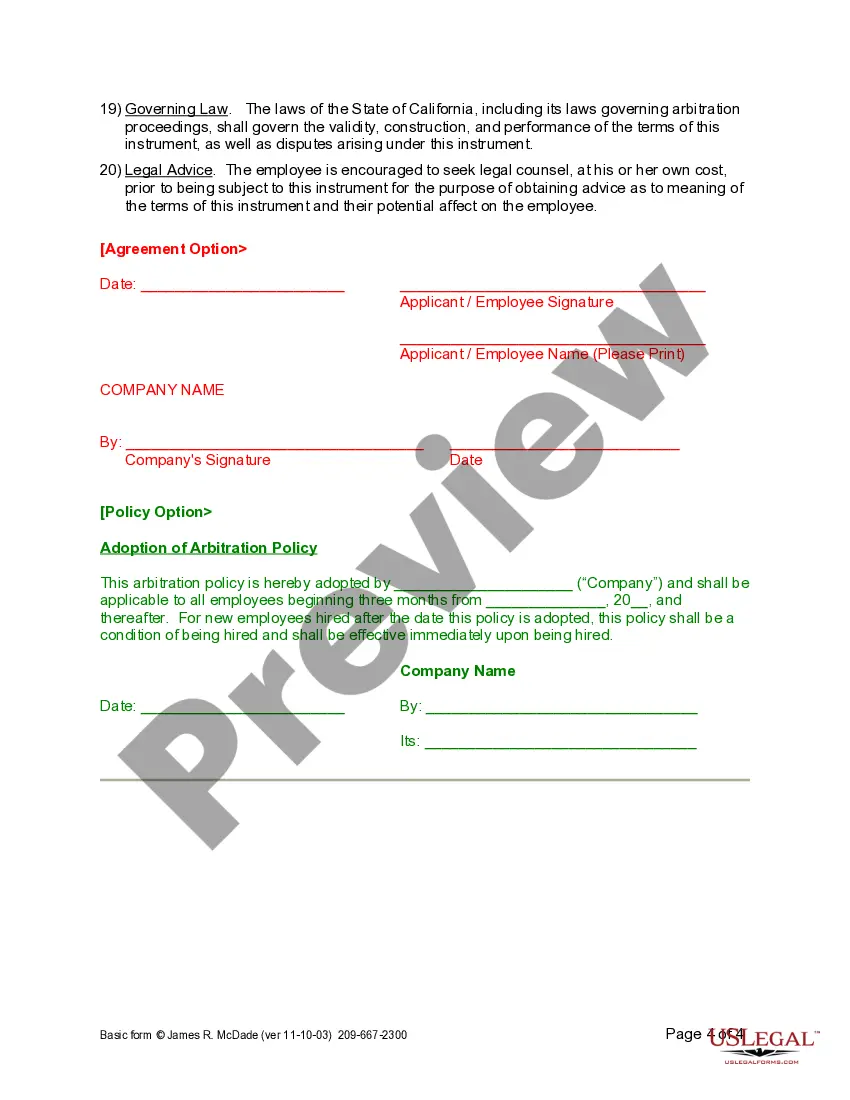 Preview Arbitration Agreement and Policy
