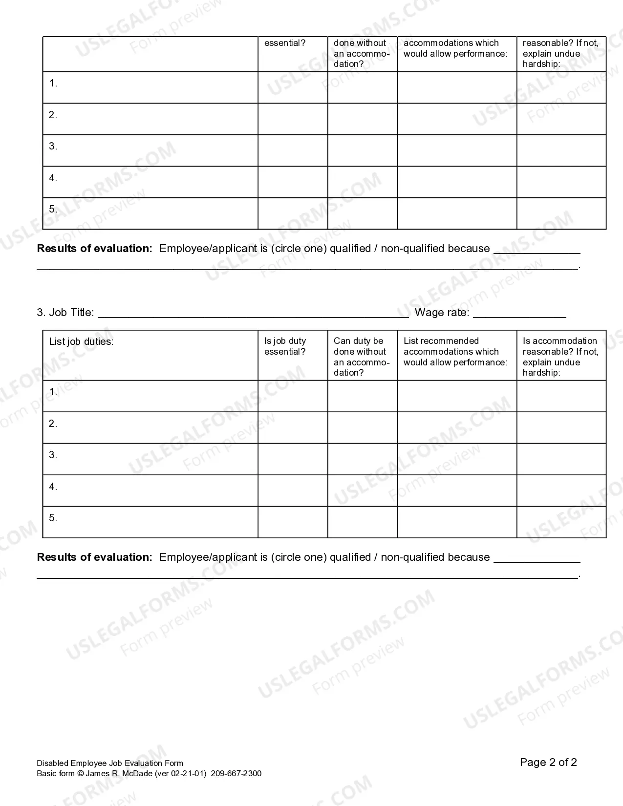 Preview Disabled Employee Job Evaluation Form